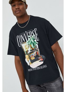 Converse t-shirt bawełniany kolor czarny z nadrukiem ze sklepu ANSWEAR.com w kategorii T-shirty męskie - zdjęcie 143246267