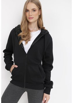 Czarna Bluza z Kapturem Zapinana na Suwak Bran ze sklepu Born2be Odzież w kategorii Bluzy damskie - zdjęcie 143270368