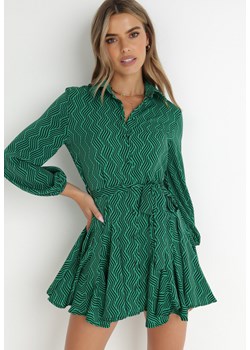 Zielona Sukienka Koszulowa Horro ze sklepu Born2be Odzież w kategorii Sukienki - zdjęcie 143270499