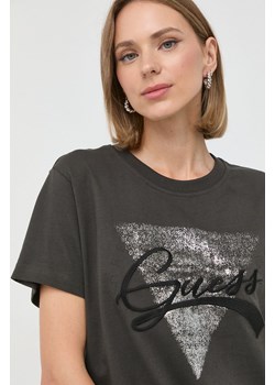 Guess t-shirt bawełniany kolor szary ze sklepu ANSWEAR.com w kategorii Bluzki damskie - zdjęcie 143288949