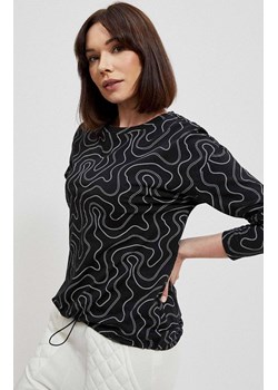 Bluzka z długim rękawem w geometryczny wzór 3934, Kolor czarny-wzór, Rozmiar M, Moodo ze sklepu Primodo w kategorii Bluzki damskie - zdjęcie 143347026