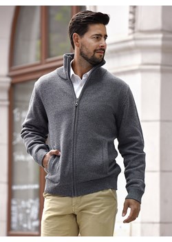 Sweter męski rozpinany z kieszeniami Paweł (duży)- popiel - 3XL ze sklepu Swetry Lasota w kategorii Swetry męskie - zdjęcie 143425577