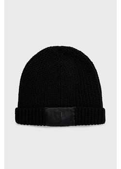 Trussardi czapka z domieszką wełny kolor czarny z domieszką wełny ze sklepu ANSWEAR.com w kategorii Czapki zimowe męskie - zdjęcie 143443518