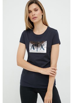 Armani Exchange t-shirt bawełniany kolor granatowy 8NYTDL YJ73Z ze sklepu ANSWEAR.com w kategorii Bluzki damskie - zdjęcie 143448237