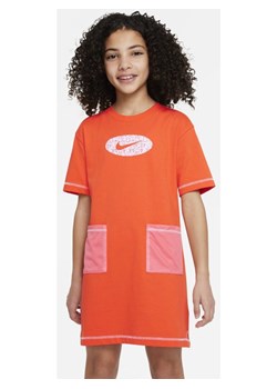 Sukienka z dżerseju dla dużych dzieci (dziewcząt) Nike Sportswear Icon Clash - Pomarańczowy ze sklepu Nike poland w kategorii Sukienki dziewczęce - zdjęcie 143517509