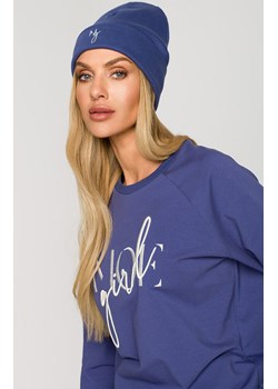 Czapka beanie z haftem MOE GIRL indygo M709, Kolor indygo, Rozmiar uniwersalny, MOE ze sklepu Primodo w kategorii Czapki zimowe damskie - zdjęcie 143566425