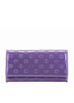Damski portfel skórzany lakierowany z monogramem fioletowy ze sklepu WITTCHEN w kategorii Portfele damskie - zdjęcie 143579587