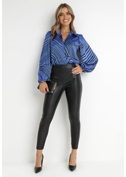 Czarne Spodnie z Imitacji Skóry Wierhaph ze sklepu Born2be Odzież w kategorii Spodnie damskie - zdjęcie 143589715
