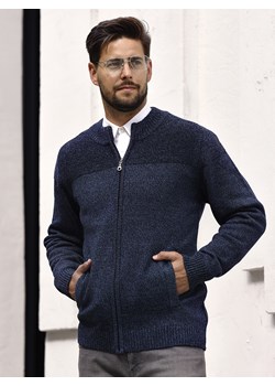 Sweter męski rozpinany Grzegorz (duży) - jeans granat-melanż - 3XL ze sklepu Swetry Lasota w kategorii Swetry męskie - zdjęcie 143667827