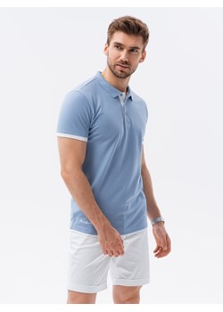 Koszulka męska polo bawełniana - niebieska V3 S1382 ze sklepu ombre w kategorii T-shirty męskie - zdjęcie 143697467