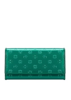 Damski portfel skórzany lakierowany z monogramem zielony ze sklepu WITTCHEN w kategorii Portfele damskie - zdjęcie 143697776