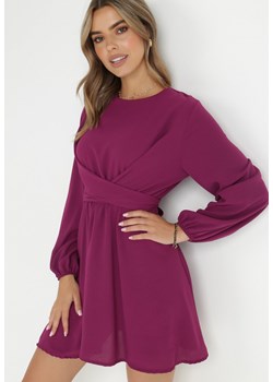Fioletowa Sukienka Rozkloszowana z Gumką w Pasie Selnaedo ze sklepu Born2be Odzież w kategorii Sukienki - zdjęcie 143700596