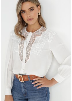 Biała Koszula z Koronką Wimo ze sklepu Born2be Odzież w kategorii Koszule damskie - zdjęcie 143702607