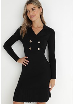 Czarna Sukienka z Plisowaną Falbanką Festuash ze sklepu Born2be Odzież w kategorii Sukienki - zdjęcie 143705385
