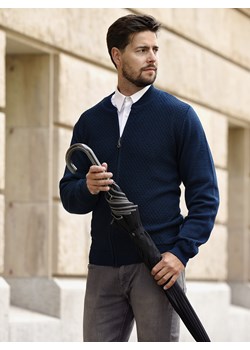 Sweter męski - Antonio rozpinany - morski - wełna merino ze sklepu Swetry Lasota w kategorii Swetry męskie - zdjęcie 143712165