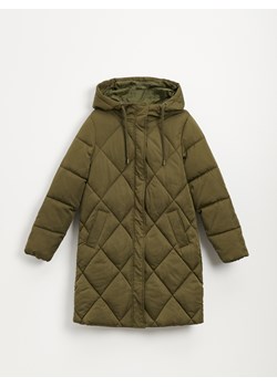 Pikowany płaszcz z regulowanym kapturem khaki - Khaki ze sklepu House w kategorii Płaszcze damskie - zdjęcie 143726466