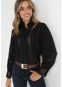Czarna Koszula ze Stójką i Koronką Argochis ze sklepu Born2be Odzież w kategorii Koszule damskie - zdjęcie 143745418