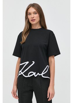 Karl Lagerfeld t-shirt bawełniany kolor czarny ze sklepu ANSWEAR.com w kategorii Bluzki damskie - zdjęcie 143749439