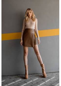 Karmelowa spódniczka mini z ekoskóry ze sklepu MONNARI w kategorii Spódnice - zdjęcie 143749829