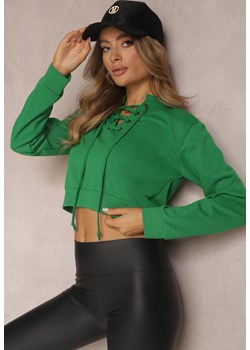 Zielona Bluza Crop Top z Wiązaniem Oreithitrite ze sklepu Renee odzież w kategorii Bluzy damskie - zdjęcie 143751168