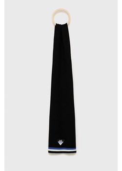 EA7 Emporio Armani szalik wełniany kolor czarny gładki ze sklepu ANSWEAR.com w kategorii Szaliki męskie - zdjęcie 143757826