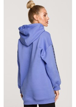 Jasno fioletowa bluza oversize z kapturem i ozdobnymi lampasami M696, Kolor jasny fiolet, Rozmiar L, MOE ze sklepu Primodo w kategorii Bluzy damskie - zdjęcie 143765125