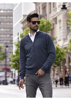 Sweter męski rozpinany - Simon (duży) - denim - 3XL ze sklepu Swetry Lasota w kategorii Swetry męskie - zdjęcie 143791878