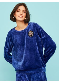 Welurowa niebieska bluza L'AF Eden ze sklepu Eye For Fashion w kategorii Bluzy damskie - zdjęcie 143815928