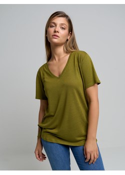 Koszulka damska lniana zielona Persita 301 ze sklepu Big Star w kategorii Bluzki damskie - zdjęcie 143819535