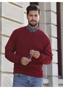 Sweter męski w serek - Alex - burgund - M ze sklepu Swetry Lasota w kategorii Swetry męskie - zdjęcie 144149178