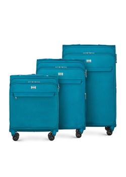 Zestaw jednokolorowych walizek miękkich turkusowy ze sklepu WITTCHEN w kategorii Walizki - zdjęcie 144236736