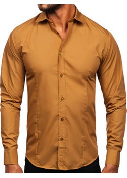 Koszula męska elegancka z długim rękawem jasnobrązowa Bolf 1703 ze sklepu Denley w kategorii Koszule męskie - zdjęcie 144264459