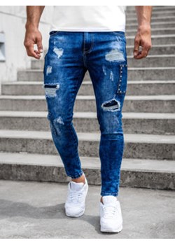 Granatowe spodnie jeansowe męskie slim fit Denley TF249 ze sklepu Denley w kategorii Jeansy męskie - zdjęcie 144264465
