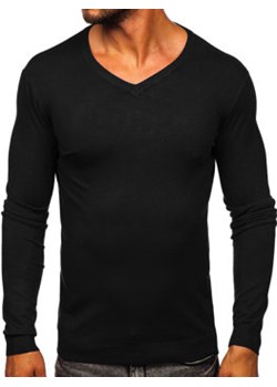 Czarny sweter męski w serek Denley MMB601 ze sklepu Denley w kategorii Swetry męskie - zdjęcie 144264527