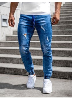 Niebieskie spodnie jeansowe joggery męskie Denley TF264 ze sklepu Denley w kategorii Jeansy męskie - zdjęcie 144264545