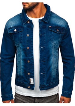 Granatowa jeansowa kurtka męska Denley MJ512BS ze sklepu Denley w kategorii Kurtki męskie - zdjęcie 144264566
