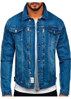 Niebieska kurtka jeansowa męska Denley MJ508B ze sklepu Denley w kategorii Kurtki męskie - zdjęcie 144264588