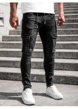 Czarne spodnie jeansowe joggery bojówki męskie Denley KA9582 ze sklepu Denley w kategorii Jeansy męskie - zdjęcie 144264589