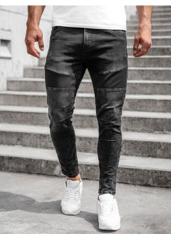 Czarne spodnie jeansowe męskie slim fit Denley TF274 ze sklepu Denley w kategorii Jeansy męskie - zdjęcie 144264597