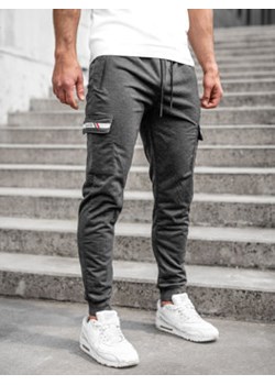 Grafitowe bojówki spodnie męskie joggery dresowe Denley JX5063A ze sklepu Denley w kategorii Spodnie męskie - zdjęcie 144264629