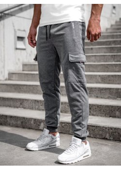 Antracytowe bojówki spodnie męskie joggery dresowe Denley JX5068A ze sklepu Denley w kategorii Spodnie męskie - zdjęcie 144264695