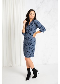 Niebieska sukienka z paskiem floryana, rozmiary: - 36 ze sklepu VISSAVI w kategorii Sukienki - zdjęcie 144271389