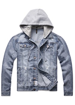 Kurtka męska jeans niebieska z kapturem Recea ze sklepu Recea.pl w kategorii Kurtki męskie - zdjęcie 144275396