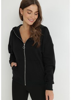 Czarna Bluza z Kapturem i Suwakiem Oversize Hil ze sklepu Born2be Odzież w kategorii Bluzy damskie - zdjęcie 144355178