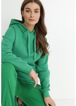 Zielona Bluza Kangurka z Polarem Fasa ze sklepu Born2be Odzież w kategorii Bluzy damskie - zdjęcie 144358308