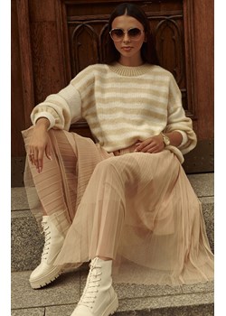 Sweter moherowy oversize w kolorze jasnego beżu i ecru NU_S86, Kolor ecru-beżowy, Rozmiar one size, NUMINOU ze sklepu Primodo w kategorii Swetry damskie - zdjęcie 144372985