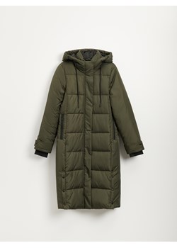 Pikowany płaszcz z kapturem khaki - Zielony ze sklepu House w kategorii Płaszcze damskie - zdjęcie 144375859
