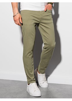 Spodnie męskie chino P990 - khaki ze sklepu ombre w kategorii Spodnie męskie - zdjęcie 144428605