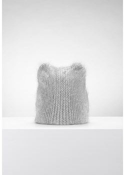 Szara czapka z angorą ze sklepu Molton w kategorii Czapki zimowe damskie - zdjęcie 144440825