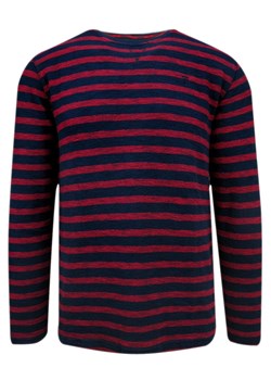 Męski, bawełniany sweter Pioneer w czerwono-granatowe poziome paski SWPION4540moodindigo ze sklepu JegoSzafa.pl w kategorii Swetry męskie - zdjęcie 144559227